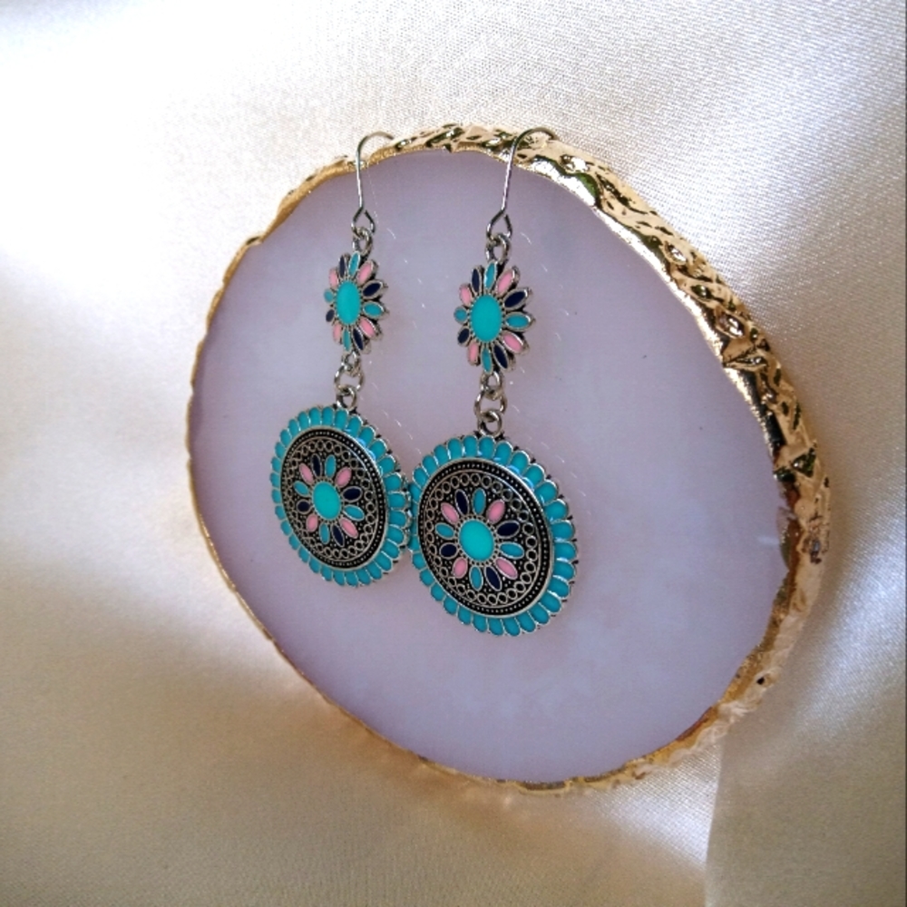 Boho Enamel water drop earrings